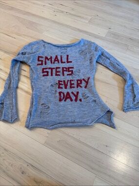 Y2K-Distressed Punk Sweater-SMALL STEPS EVERY DAY